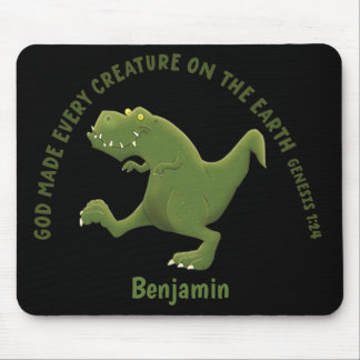 Funny T rex cartoon God made every creature Mouse Mat
