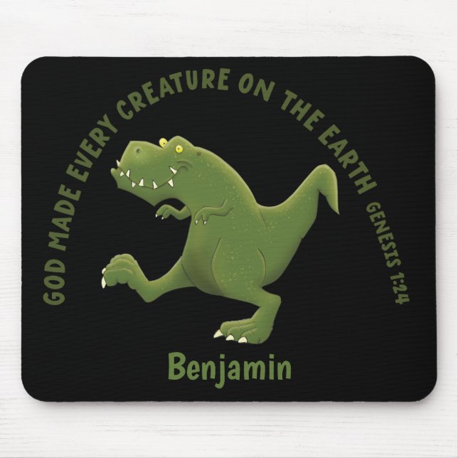 Funny T rex cartoon God made every creature Mouse Mat (Front)