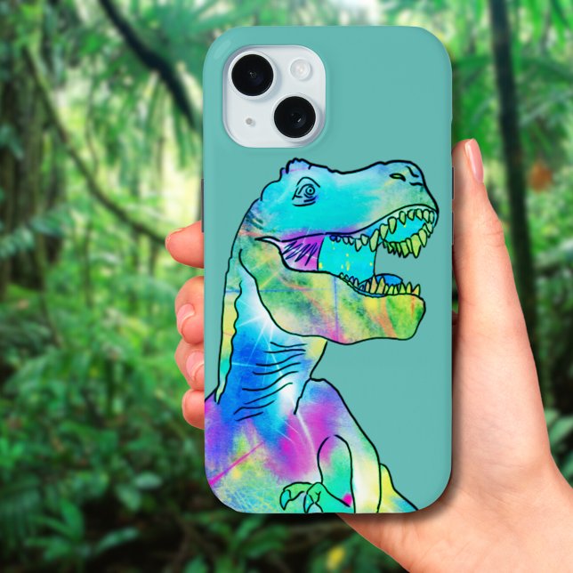 Funny T-Rex Colourful Dinosaur Case-Mate iPhone Case (Funny T-Rex colorful Dinosaur iPhone phone case with funky dino fun psychedelic Tyrannosaurus rex )