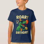 Funny T-Rex Dino Birthday T-Shirt<br><div class="desc">Make a statement on your big day with this roaringly good birthday tee! This fun and vibrant design features a cool T-Rex wearing a party hat and sunglasses, holding two slices of birthday cake and a balloon. With the bold text "ROAR! IT'S MY BIRTHDAY, " it's the perfect shirt for...</div>