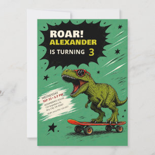 Funny T-Rex Dinosaur Birthday Party Invitation
