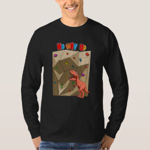 Funny T Rex Dinosaur Bouldering And Rock Climbing T-Shirt