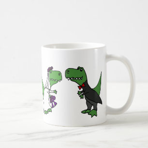 Funny T-rex Dinosaur Bride and Groom Wedding Art Coffee Mug