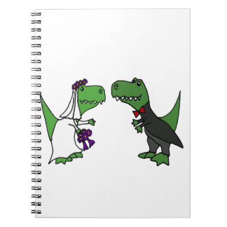 Funny T-rex Dinosaur Bride and Groom Wedding Art Notebook
