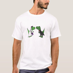 Funny T-rex Dinosaur Bride and Groom Wedding Art T-Shirt