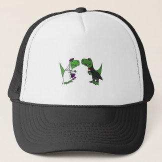 Funny T-rex Dinosaur Bride and Groom Wedding Art Trucker Hat