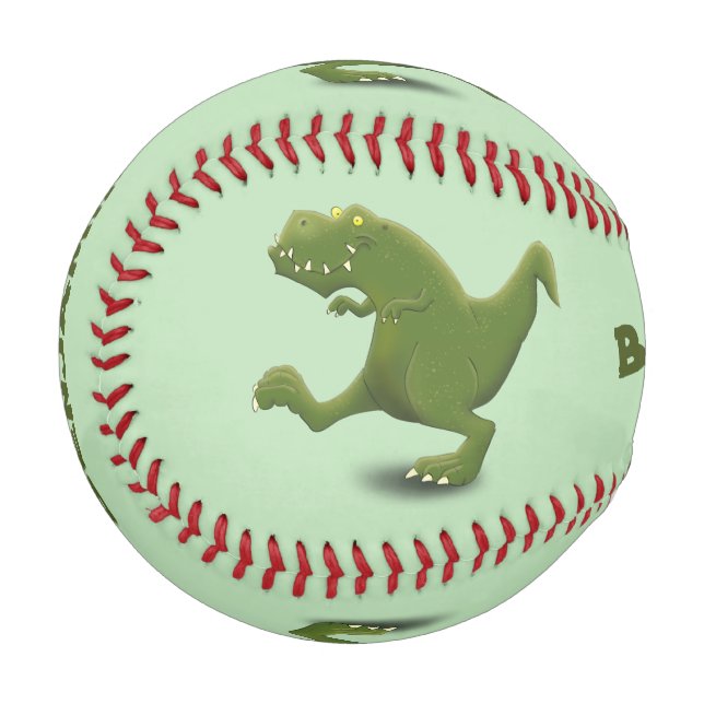 Funny T rex dinosaur cartoon humour Baseball (Front Left)