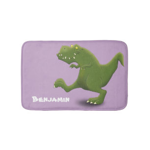 Funny T rex dinosaur cartoon humour Bath Mat