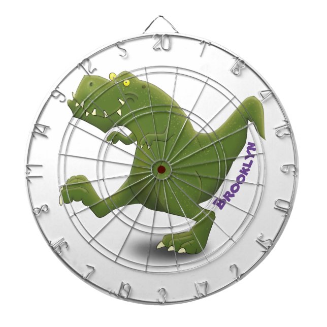 Funny T rex dinosaur cartoon humour Dartboard (Front)