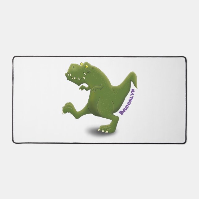 Funny T rex dinosaur cartoon humour Desk Mat (Front)
