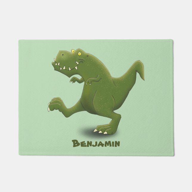 Funny T rex dinosaur cartoon humour Doormat (Front)