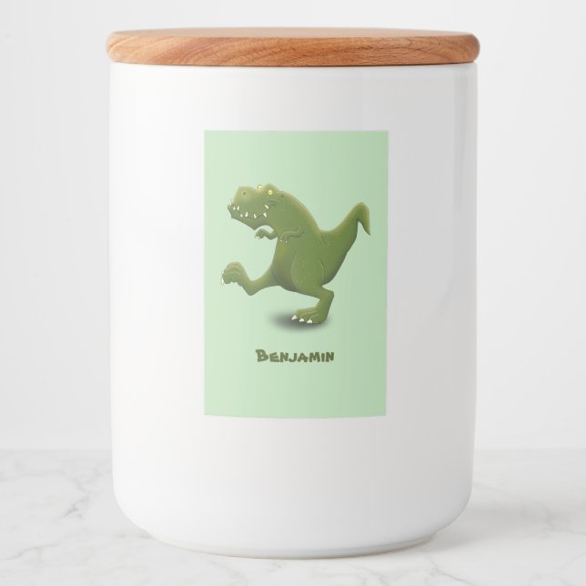 Funny T rex dinosaur cartoon humour Food Label (Front)