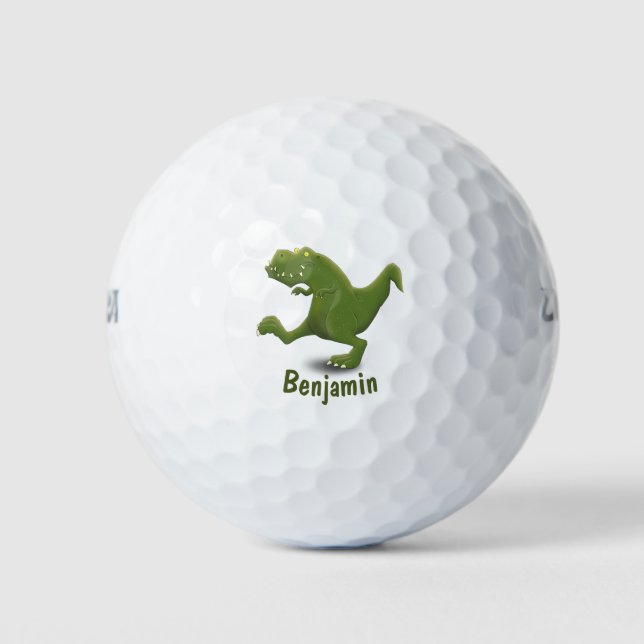 Funny T rex dinosaur cartoon humour Golf Balls (Front)