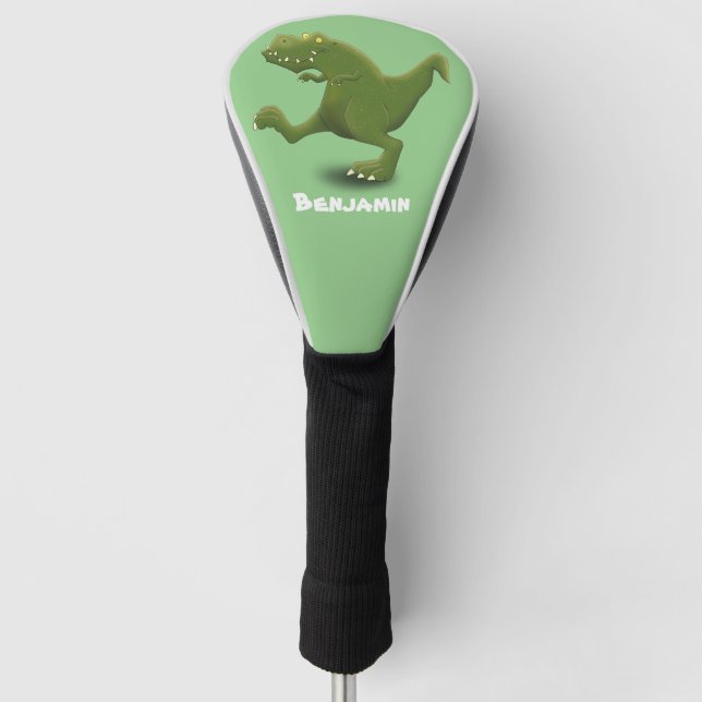 Funny T rex dinosaur cartoon humour Golf Head Cover (Front)
