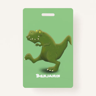 Funny T rex dinosaur cartoon humour ID Badge
