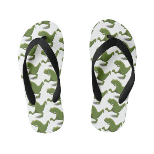Funny T rex dinosaur cartoon humour Kid's Flip Flops