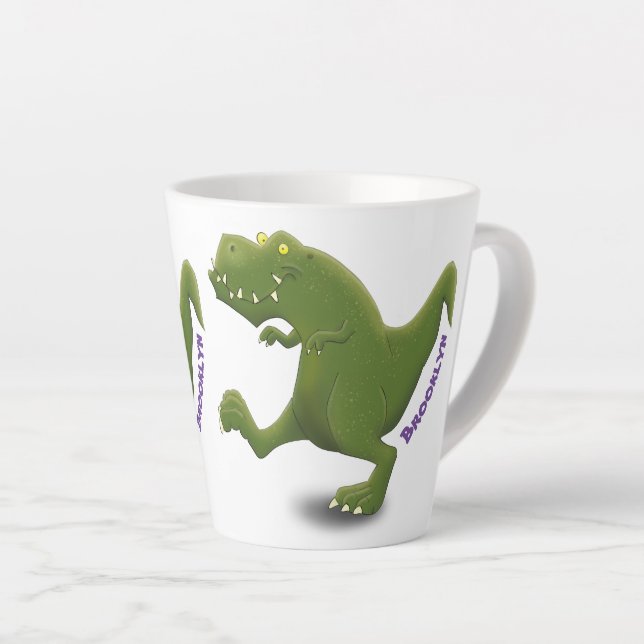 Funny T rex dinosaur cartoon humour Latte Mug (Right Angle)