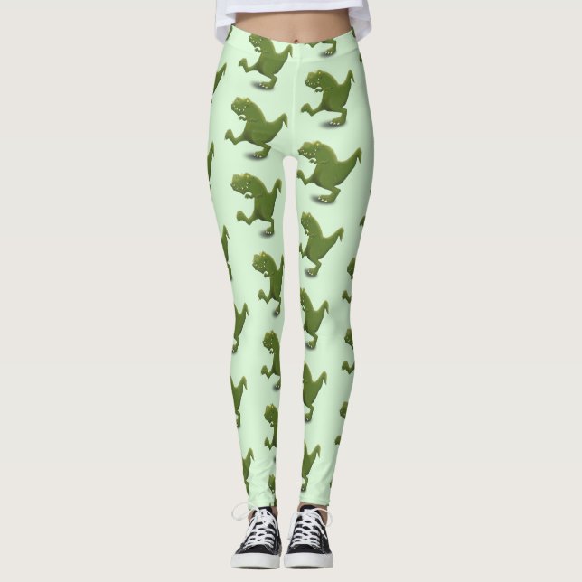 Funny T rex dinosaur cartoon humour Leggings (Front)