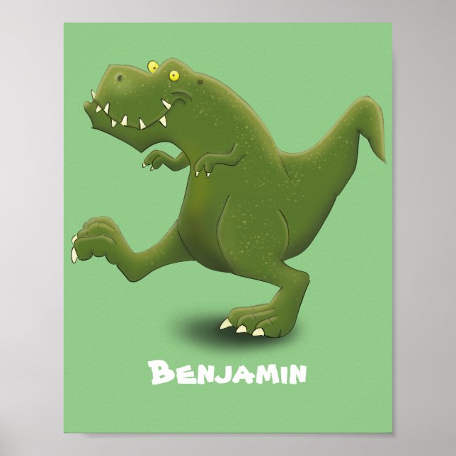 Funny T rex dinosaur cartoon humour Poster (Front)