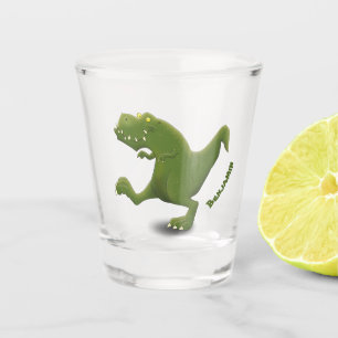 Funny T rex dinosaur cartoon humour Shot Glass