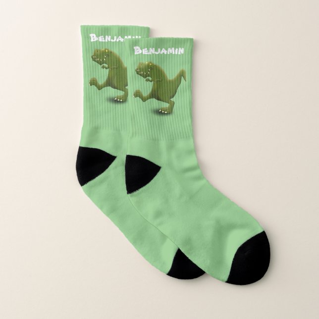 Funny T rex dinosaur cartoon humour Socks (Pair)