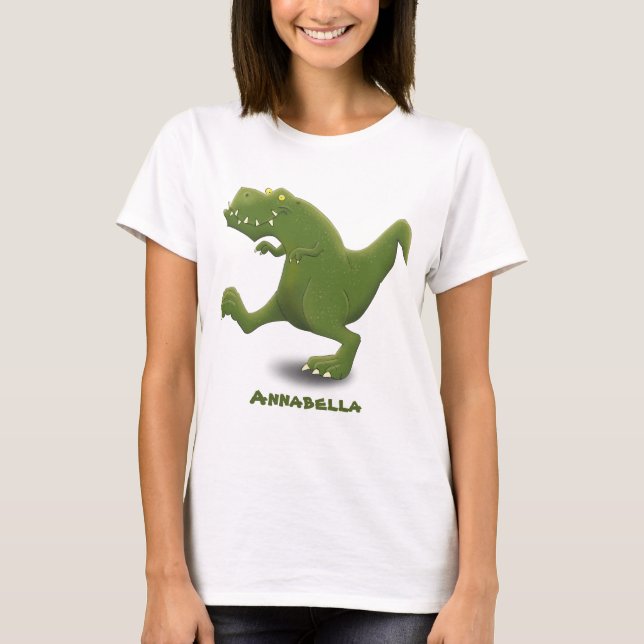 Funny T rex dinosaur cartoon humour T-Shirt (Front)
