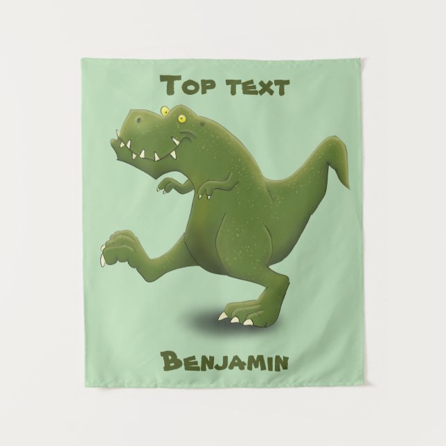 Funny T rex dinosaur cartoon humour Tapestry (Front)