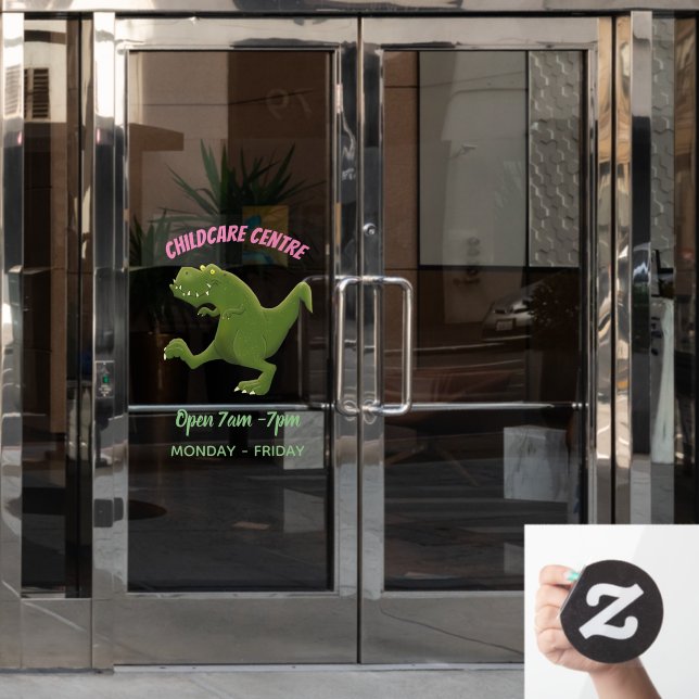 Funny T rex dinosaur cartoon humour Window Cling (Office Door)