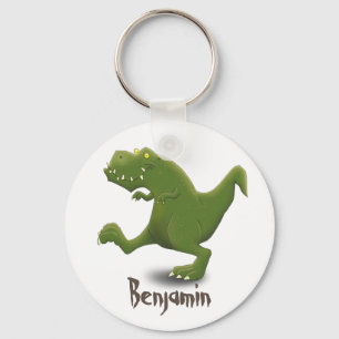 Funny t rex dinosaur cartoon illustration key ring