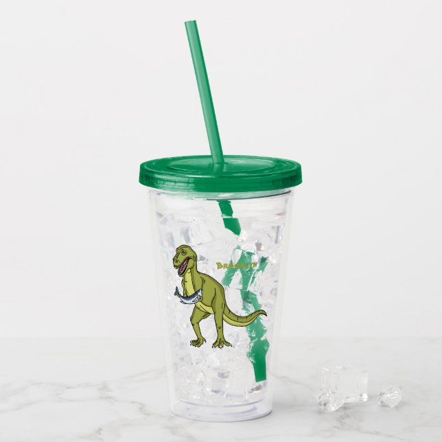 Funny T rex dinosaur illustration Acrylic Tumbler (Front Ice)