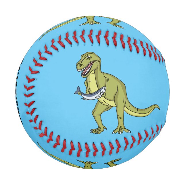 Funny T rex dinosaur illustration Baseball (Front Left)