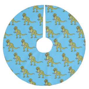 Funny T rex dinosaur illustration Brushed Polyester Tree Skirt