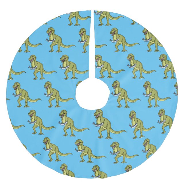 Funny T rex dinosaur illustration Brushed Polyester Tree Skirt (Front)