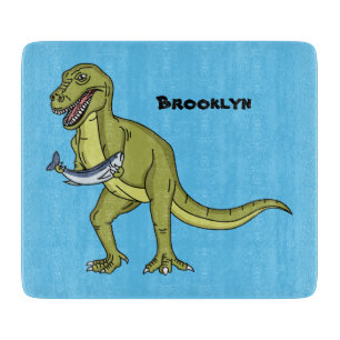 Funny T rex dinosaur illustration Cutting Board