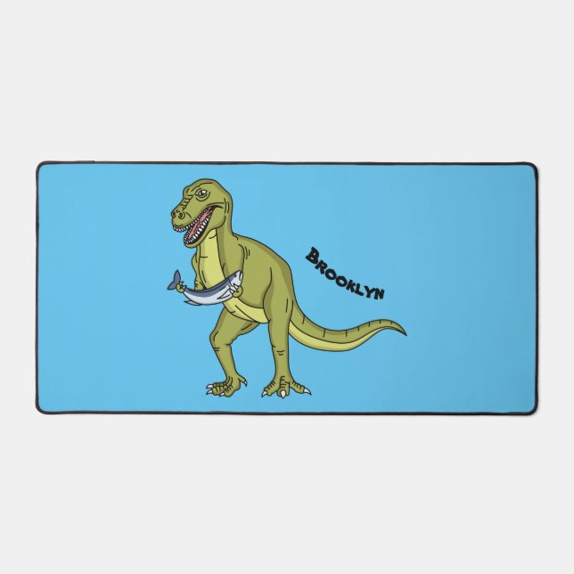 Funny T rex dinosaur illustration Desk Mat (Front)