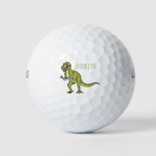 Funny T rex dinosaur illustration Golf Balls