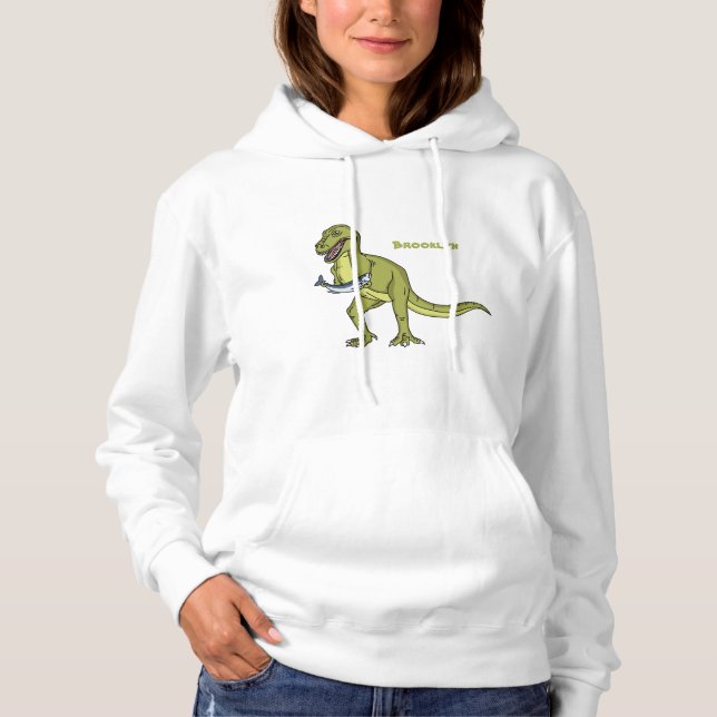 Funny T rex dinosaur illustration Hoodie (Front)