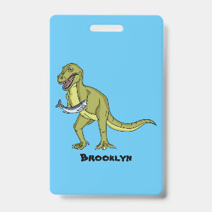 Funny T rex dinosaur illustration ID Badge