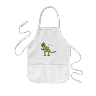 Funny T rex dinosaur illustration Kids Apron