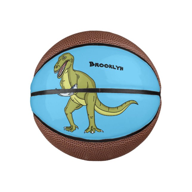 Funny T rex dinosaur illustration Mini Basketball (Front)