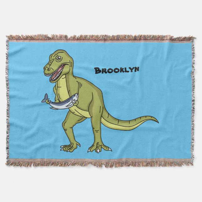Funny T rex dinosaur illustration Throw Blanket (Front)