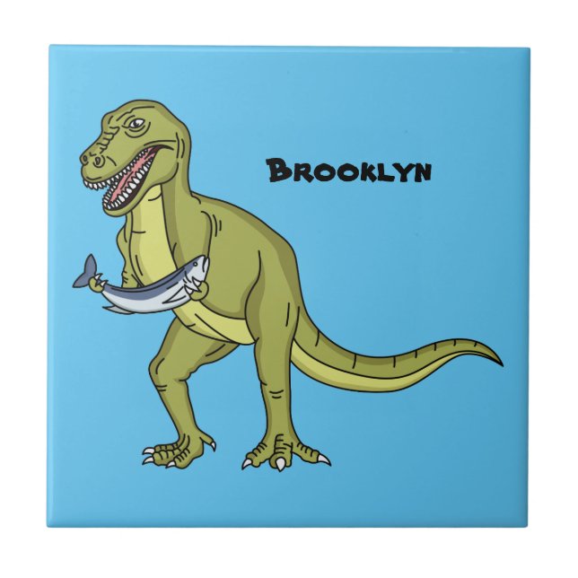 Funny T rex dinosaur illustration Tile (Front)