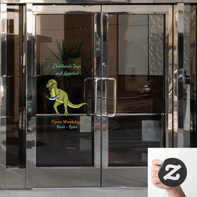 Funny T rex dinosaur illustration Window Cling (Office Door)