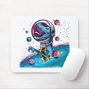 Funny T-Rex Dinosaur in Space Mouse Mat