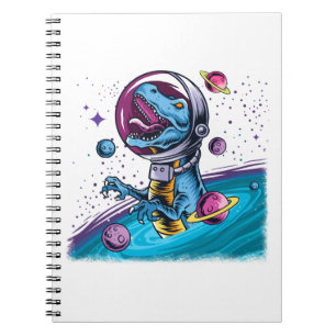Funny T-Rex Dinosaur in Space Notebook