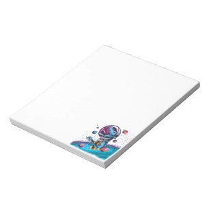 Funny T-Rex Dinosaur in Space Notepad