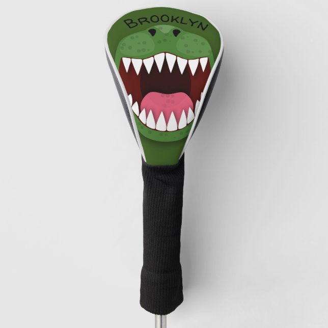 Funny T Rex dinosaur mouth cartoon illustration Golf Head Cover (Front)