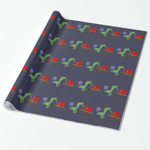 Funny T-rex Dinosaur on Ham Radio Wrapping Paper