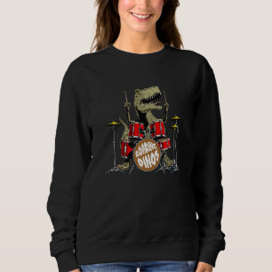 Funny T Rex Dinosaur Play Drums Graphic Tees & Coo