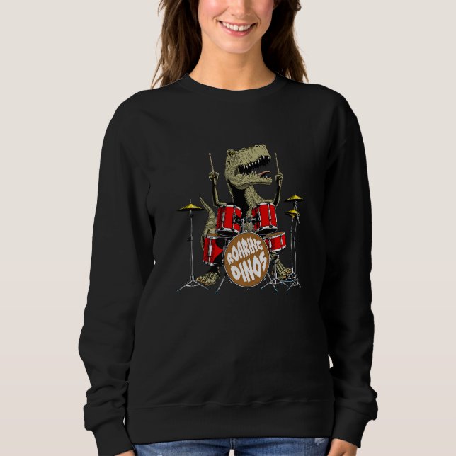 Funny T Rex Dinosaur Play Drums Graphic Tees & Coo (Front)